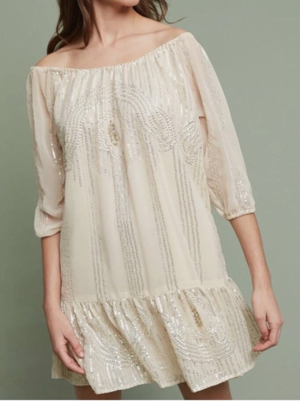 CAROLINA K By Anthropologie Sequined Beaded Sands Charo Swing Dress Whimsical